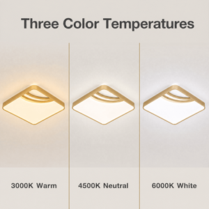 Modern Square <b>Led</b> Ceiling <b>Light</b> Gold Iron And Acrylic <b>Surface</b> <b>Mount</b> For Living Room Bedroom Dining Area Hallway - Product Image 3