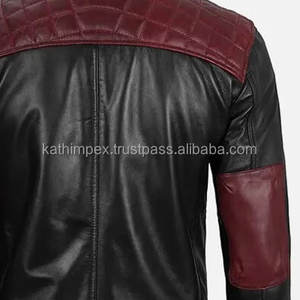 Chaqueta de cuero acolchada personalizada OEM para hombre, mangas a rayas, bolsillos con múltiples cremalleras, hebillas laterales para invierno informal transpirable - Product Image 6