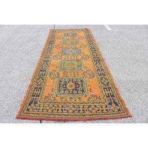 Alfombra Turca Vintage, Alfombra Grande de 4.7x11.4 pies, Alfombra Marroquí Naranja - Product Image 1