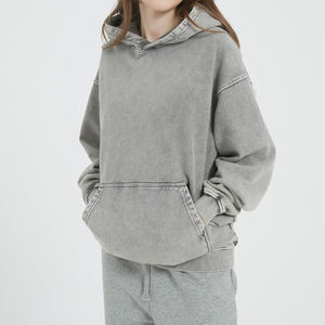 Sweat à capuche pour femme en molleton, nouvelle mode automne-hiver, lavage à l'acide, coupe classique, impression personnalisée, service OEM, décontracté, 100% coton, imperméable - Product Image 6