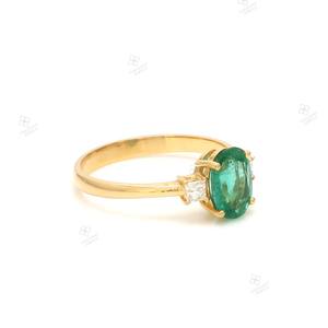 Anillo de tres piedras de diamante esmeralda de alta calidad 14K 18K oro sólido piedra preciosa genuina anillo de bodas fino del fabricante a granel - Product Image 2