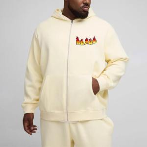 Top Tendance article 100% Coton hommes fermeture éclair à capuche poids lourd couleur unie goutte épaule confortable homme fermeture éclair à capuche - Product Image 1