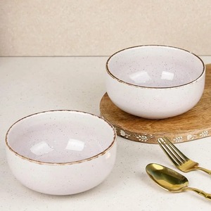 Bols en céramique de 580ml en marbre de lavande brillant, lot de 2 bols de céréales pour pâtes et nouilles avec bord doré, cadeau d'utilisation quotidienne sûr pour le micro-ondes - Product Image 2