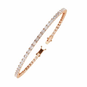 IGI Certified Emerald Cut Lab Grown Diamond Tennis Bracelet in 14K Yellow / White / Rose Gold - Product Image 5