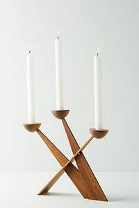 Menorá Plegable de Madera de Haya Natural Hecha a Mano, Candelabro de Siete Brazos, Decoración Modular Única para Mesa de Hogar, Judaica para Festividades Judías - Product Image 2