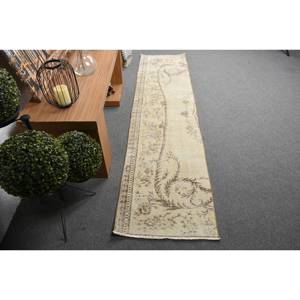Alfombra de lana turca Vintage de estilo clásico, 2x8,3 pies, diseño de retazos marrón Beige, látex Para áreas grandes, forma rectangular para vivir - Product Image 1