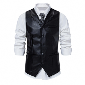 Classic Biker Leather Vest for Men Stylish Waistcoat - Product Image 5