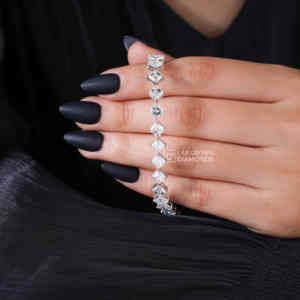 Pulsera de Cadena con Diamantes Cultivados en Laboratorio, Corte Esmeralda, 13.77 Quilates, Oro Blanco de 14K, para Mujer, Calidad VS EF, 9.35g, Joyería de Lujo - Product Image 1