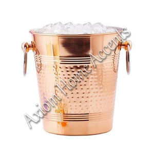 Cubo para Hielo de Acero Inoxidable Pulido Surtido con Pared Exterior Martillada y Asa Redonda para Uso en Bares y Hogares de AXIOM HOME ACCENT - Product Image 2