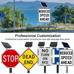 Señales de seguridad vial de aluminio de alta visibilidad con luces LED intermitentes alimentadas por energía solar y luces de advertencia lentas - Product Image 4