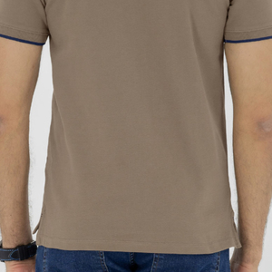 Polo de algodón de alta calidad 100% informal para hombre, camisa de media manga Camel, patrón sólido ecológico, técnica prensada con tinte liso - Product Image 6