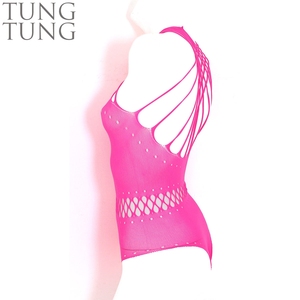 Tallas grandes correas entrecruzadas Rosa mujeres ver a través de Sexy Bodysuit - Product Image 4