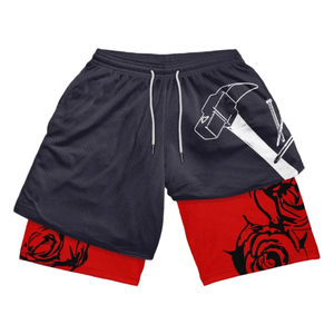 Character Symbols <b>Anime</b> Print Double Layer Two Piece <b>Shorts</b> Gym Workout <b>Shorts</b> Summer Quick-dry Comfy - Product Image 2