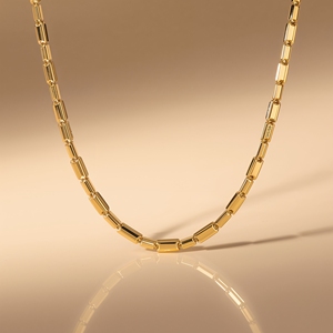 Collar de Eslabones Alargados de Oro Blanco Sólido de 18K, Cadena Minimalista de Alto Pulido, Joyería Fina de Lujo OEM - Product Image 2