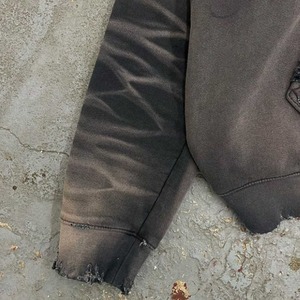 Personnalisé poids lourd 500 Gsm en détresse lavé Vintage hommes ample surdimensionné Boxy recadrée hommes acide fané déchiré à capuche - Product Image 6