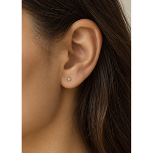 <b>Titanium</b> Round Bezel <b>Stud</b> Earrings - Product Image 2