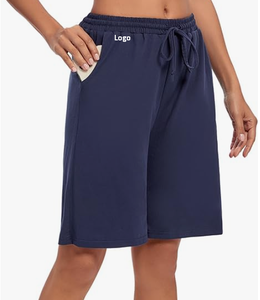 Bañador de poliéster de secado rápido para mujer, Bermudas informales con cierre de tracción, pantalones cortos de Yoga atléticos con bolsillos - Product Image 6