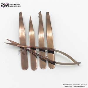 Pinzas para cejas de oro rosa de alta calidad, embalaje personalizado de acero inoxidable, nuevo estilo, pinzas para cejas - Product Image 2