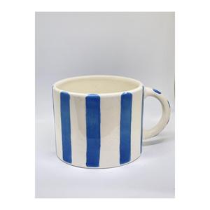 Caffè Logo blu marrone tazza da caffè in vetro fatto a mano - Product Image 1