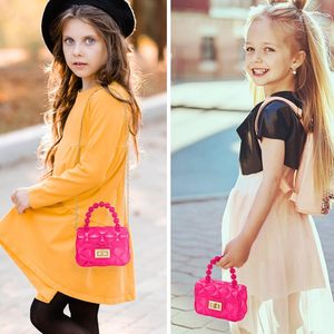 Mini borsa a tracolla in gelatina per bambine, colore caramella, piccola borsa a tracolla, graziose <span class=keywords><strong>borsette</strong></span> da principessa con manico di perline - Product Image 6