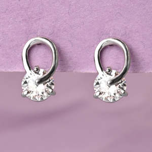 NOVAMART Fine 925 Sterling Silver Solitaire <b>Studs</b> <b>Earrings</b> 14K & 18K Gold Plated <b>Emerald</b> Cut Diamond Rose Star Shape Pattern Who - Product Image 2