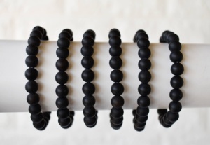 Natural Matt Black Onyx 8mm Round <b>Beaded</b> <b>Bracelet</b> Superb Quality Healing Crystals For Fashion Jewelry Mediation at Best Price - Product Image 4