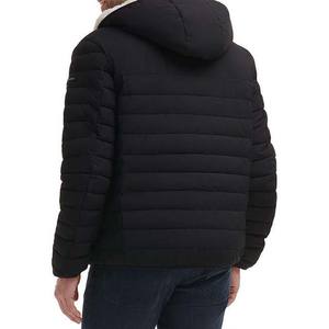 Veste matelassée en toile légère à col montant pour homme Manteau d'hiver en duvet matelassé avec caractéristique coupe-vent - Product Image 3