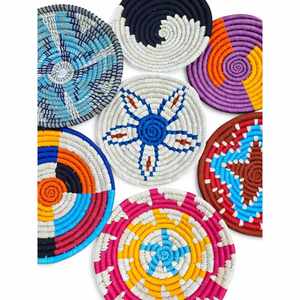 Sabai Multicolor Bohemian Theme Handwoven Rattan <b>Wall</b> Basket Bamboo <b>Wall</b> Vase Dcor Set of 7 Pieces - Product Image 2
