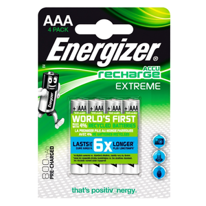 Pile rechargeable Energizer AAA 800 mAh Extreme, lot de 4, préchargées - Product Image 2
