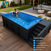 Piscine extérieure personnalisable de luxe en conteneur maritime préfabriqué avec fenêtre panoramique en verre acrylique et filtration intégrée