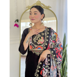 Conjunto de Salwar Kameez bordado negro de moda, traje paquistaní de diseñador para mujer, traje étnico elegante festivo y de boda - Product Image 1