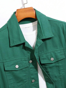 Vestes en jean pour hommes OEM 100% coton, délavées à l'acide, effet usé, personnalisation complète, style sport, col montant, à capuche, respirantes, coupe-vent - Product Image 3