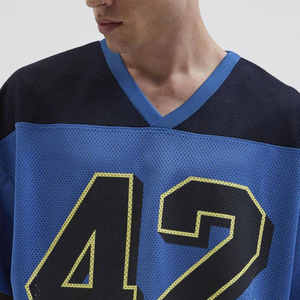 Uniforme de fútbol americano Vintage para hombre de gran tamaño de malla de punto con cuello en V, Jersey corto de talla grande personalizado del fabricante - Product Image 4