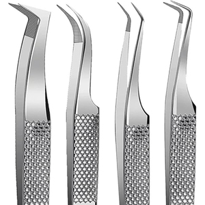 Pinzas para pestañas GMI-Paquete de 4 pinzas para pestañas con punta de fibra-Pinzas para extensión de pestañas de acero inoxidable - Product Image 4