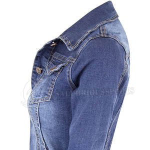 Nouvelle veste en jean d'hiver pour femmes, 100% coton, respirante, écologique, coupe-vent, boutons recouverts de tricot, vente en gros - Product Image 5