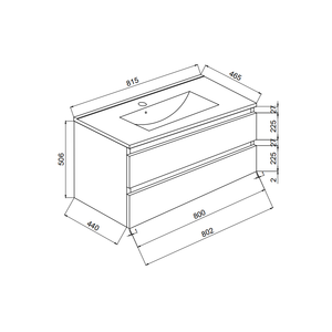 Mueble de Baño de 80 CM con Lavabo de Cerámica Belize y Dos Cajones Blancos - Product Image 6