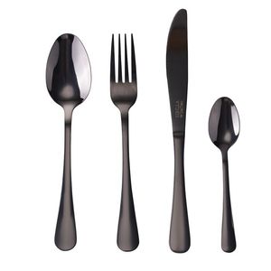 Set di posate da 16 pezzi in acciaio inossidabile resistente, design minimalista nero lucido, stile 5th Avenue Sibilla - Product Image 1