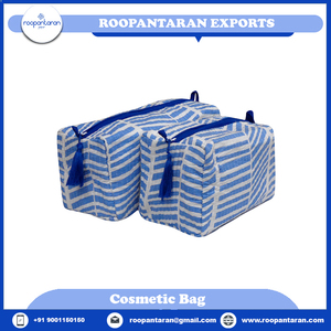 Bolsa de Maquillaje Cosmética Acolchada de Algodón Estampada en Bloque de Fabricante Indio de Alta Calidad a Precio de Mayoreo - Product Image 4