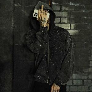 Crop Boxy Hoodie Avec Allover Strass En Coton Matériel 400 + Gsm Hommes À Capuche En Gros À Capuche - Product Image 3