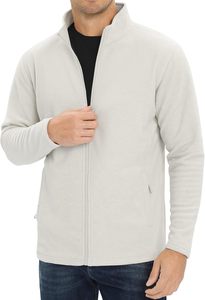 Veste pour homme surdimensionnée à fermeture éclair de couleur unie Veste légère à fermeture éclair complète Manteaux chauds et doux décontractés avec poches - Product Image 3