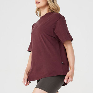 T-shirt pour femme à épaules tombantes en coton épais de qualité supérieure, style décontracté, vente en gros directe usine - Product Image 4