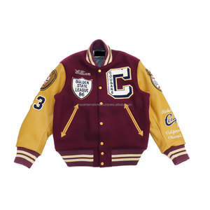 แจ็คเก็ตวาร์ซิตี้คุณภาพสูง ดีไซน์ใหม่ปี 2026 สีเบอร์กันดี ผลิตจากผ้าขนสัตว์พรีเมียม แขนเสื้อหนังแท้ ผ้าแคนวาส เป็นมิตรกับสิ่งแวดล้อม และกันลม - Product Image 1