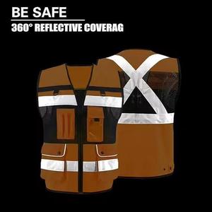 เสื้อกั๊กนิรภัย Hi VIS เสื้อ100% โพลีเอสเตอร์สะท้อนแสงสำหรับทุกเพศเสื้อแจ็กเก็ตเซฟตี้สะท้อนแสงปรับแต่งได้มีหลายกระเป๋า - Product Image 4