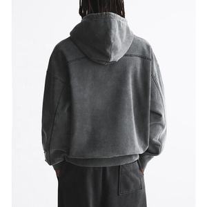 เสื้อฮู้ดผ้าฝ้ายโอเวอร์ไซส์สำหรับผู้ชายเสื้อฮู้ดผ้าฝ้ายพิมพ์ลายฟอกสีแนววินเทจสำหรับผู้ชาย - Product Image 3