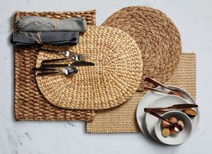 Tendance Design Table À Manger Tapis Résistant À La Chaleur Tissé À La Main Jute Dessous De Verre Café Brodé Tapis Rotin Jute Lin Napperons - Product Image 2