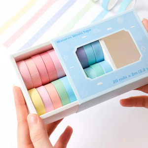 Cinta Adhesiva Decorativa Washi, 20 Colores Pastel Sólidos Multicolor - Colores Surtidos en Stock - Product Image 4