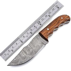 Couteau de chasse à lame fixe en acier Damas personnalisable avec manche en bois, OEM pris en charge pour une utilisation industrielle et extérieure - Product Image 5
