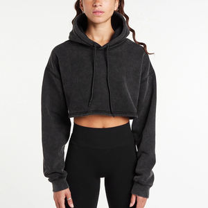 Sudadera Corta Personalizada Premium para Mujer, Estilo Holgado con Hombros Caídos, Antiarrugas, Transpirable, Lavada al Ácido, Estilo Urbano, Invierno, 100% - Product Image 1