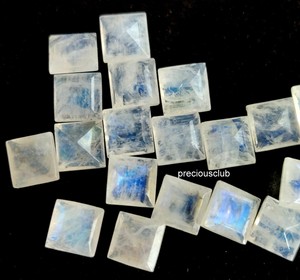 Natural <b>Rainbow</b> Moonstone Square Cut 6mm Faceted -Good Blue Flashy Good Quality Loose Gemstone - Product Image 4