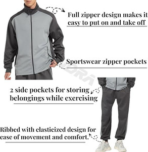 Ensembles de survêtements pour hommes, survêtement à manches longues et à fermeture éclair, vestes et pantalons actifs, tenues 2 pièces - Product Image 3